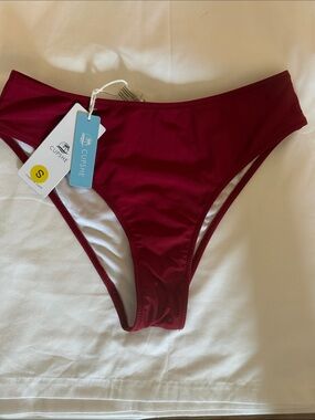 Cupshe Burgundy High-Cut Bikini Bottom